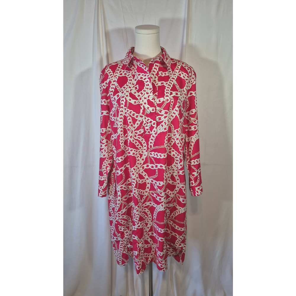 Hinson Wu Adeline Long Sleeve Chain Link Dress Pink White 1 US 0 XS - Picture 2 of 11